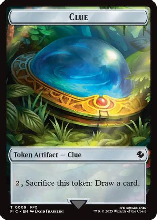 Clue // Treasure Double-Sided Token (Surge Foil) (FIC-9 // 36) - Commander: FINAL FANTASY Foil