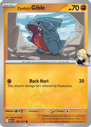 Cynthia's Gible 109 - ME Ascended Heroes Reverse Holofoil