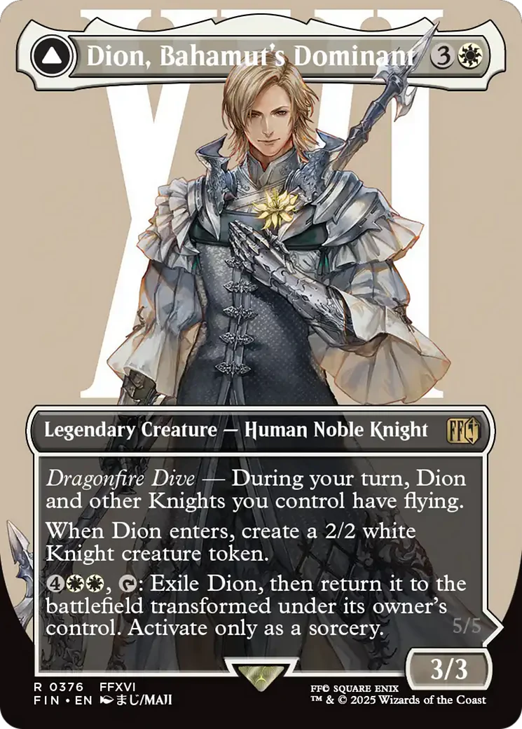 Dion, Bahamut's Dominant // Bahamut, Warden of Light (FIN-376) - FINAL FANTASY: (enchantment) (Borderless) Foil - Image 3