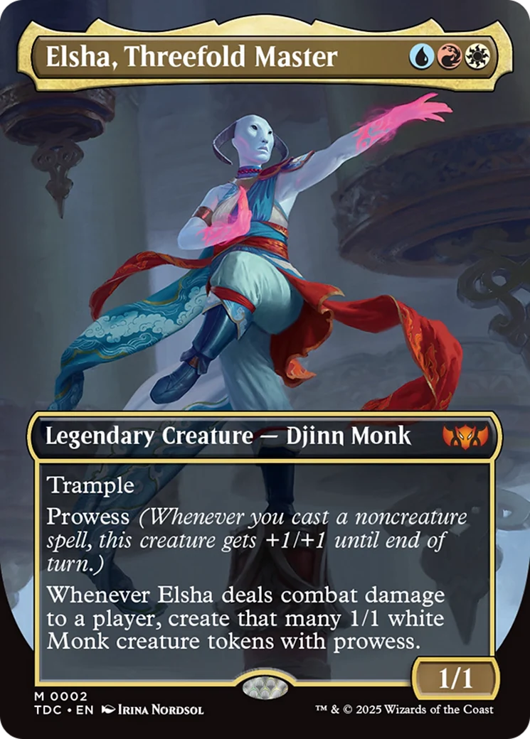 Elsha, Threefold Master (TDC-002) - Tarkir: Dragonstorm Commander (Borderless) Foil