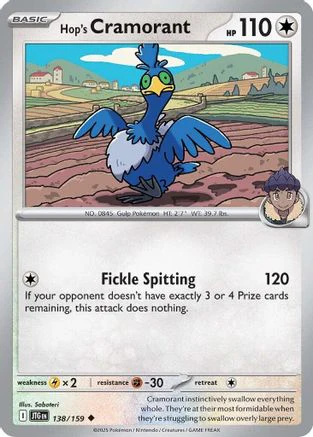Hop's Cramorant 138 - SV09 Journey Together Reverse Holofoil