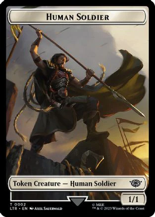 Human Soldier (0002) // Food (0011) Double-Sided Token (LTR-2 // 11) - The Lord of the Rings: Tales of Middle-earth Foil