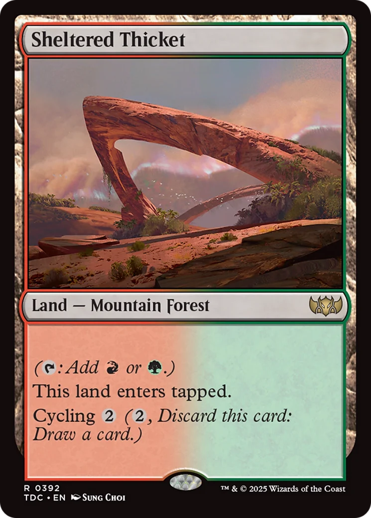 Sheltered Thicket (TDC-392) - Tarkir: Dragonstorm Commander