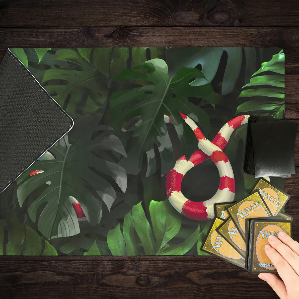 Snake Under Monstera Leaves Playmat - Image 8