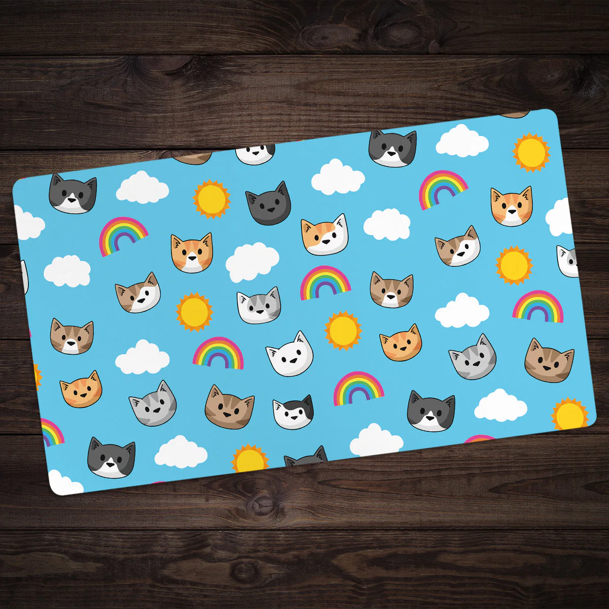 Sunshine Rainbow Cat Heads Playmat - Image 3