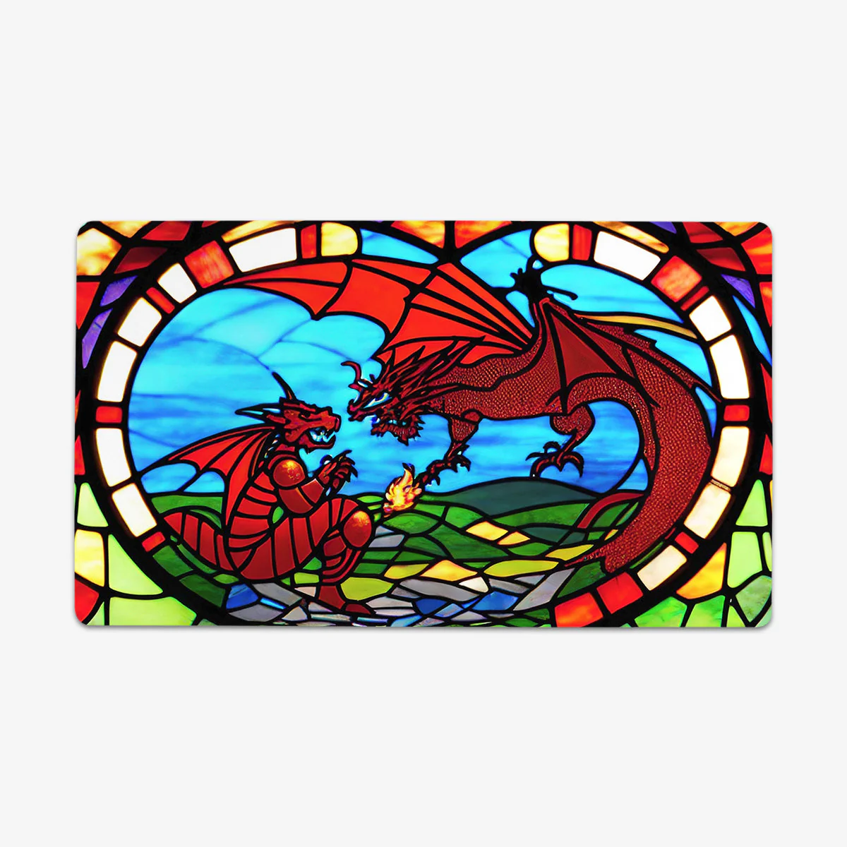 Two Dragon Stained Glass Playmat