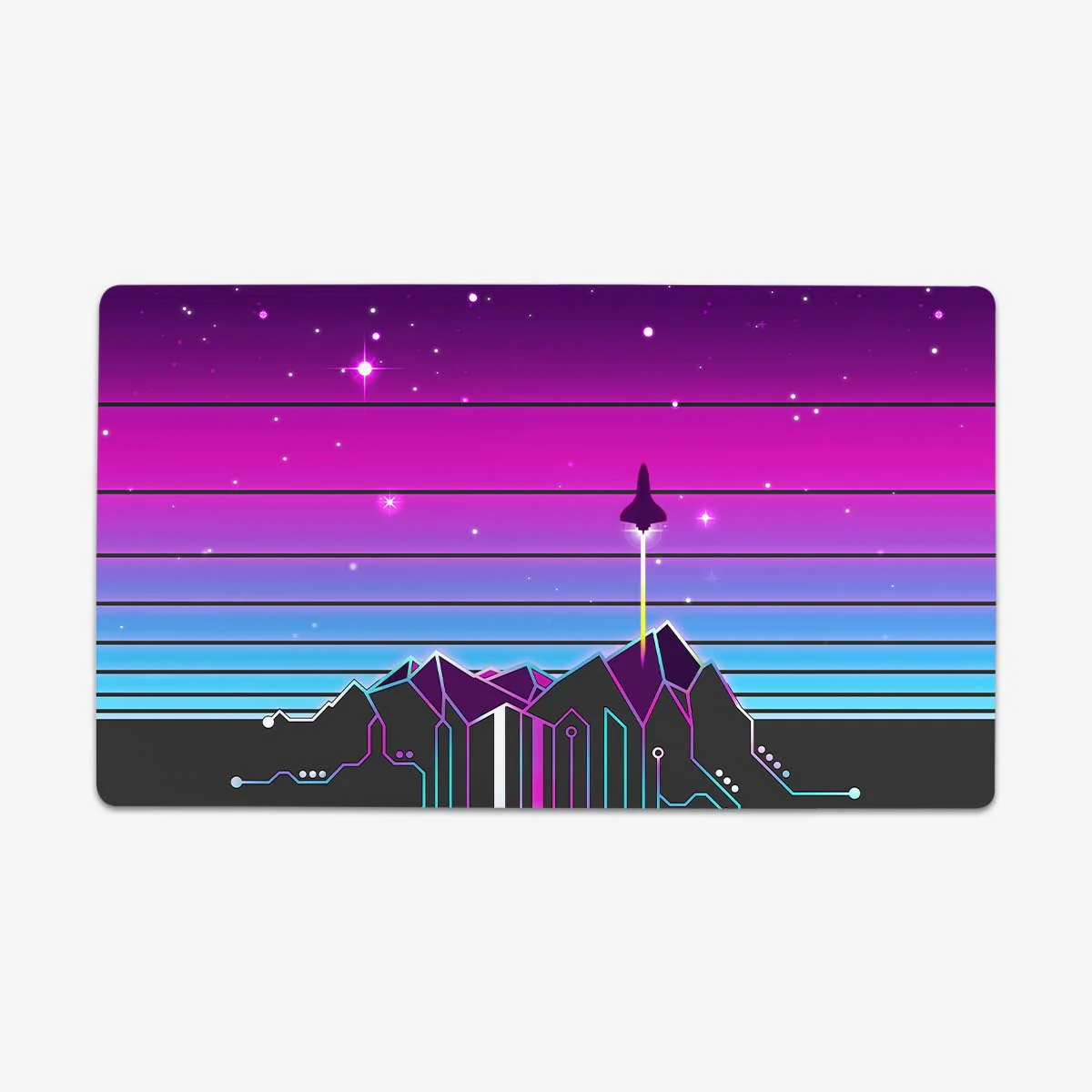 Vaporwave Mountain Cyberpunk Sunset Playmat