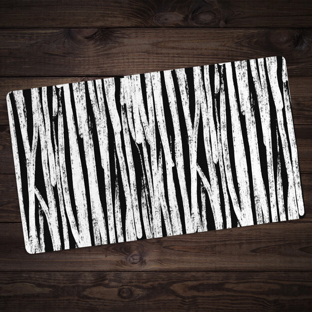 White Grunge Lines On Black Playmat - Image 3