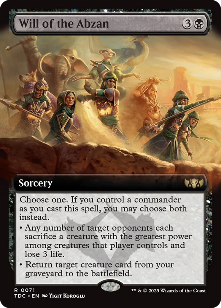 Will of the Abzan (TDC-071) - Tarkir: Dragonstorm Commander: (Extended Art)